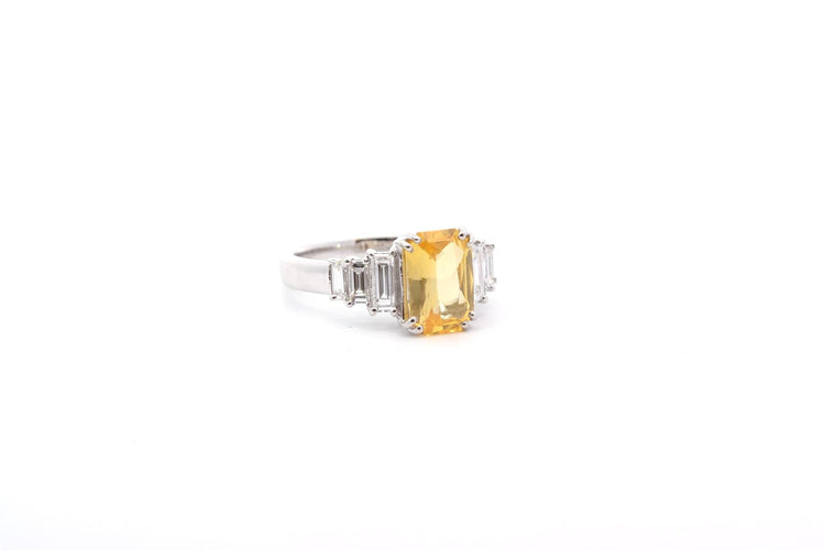 Bague 50 Bague saphir jaune 2 ct et diamants en platine 58 Facettes 26305-26315