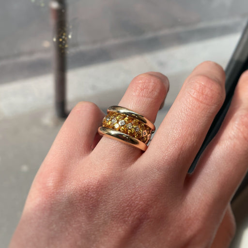 Bague 53 Poiray - Bague en or jaune 750‰, diamants et citrines 58 Facettes 250020SP