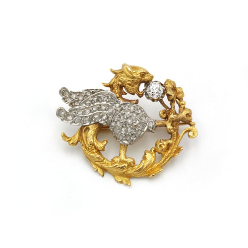 Broche Art Nouveau - Broche en or jaune, platine et diamants 58 Facettes 250081R