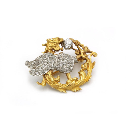 Broche Art Nouveau - Broche en or jaune, platine et diamants 58 Facettes 250081R