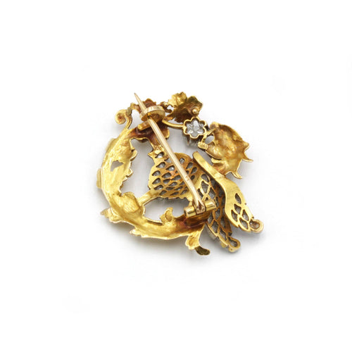 Broche Art Nouveau - Broche en or jaune, platine et diamants 58 Facettes 250081R