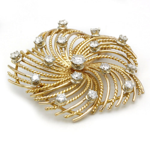 Broche Broche fleur en or jaune et diamants 58 Facettes 250005SP