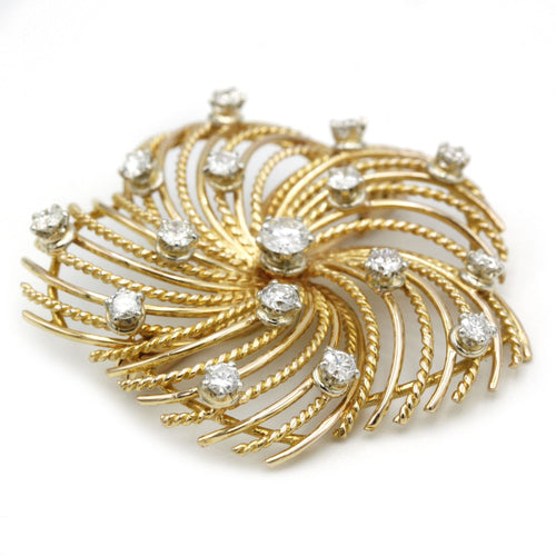 Broche Broche fleur en or jaune et diamants 58 Facettes 250005SP