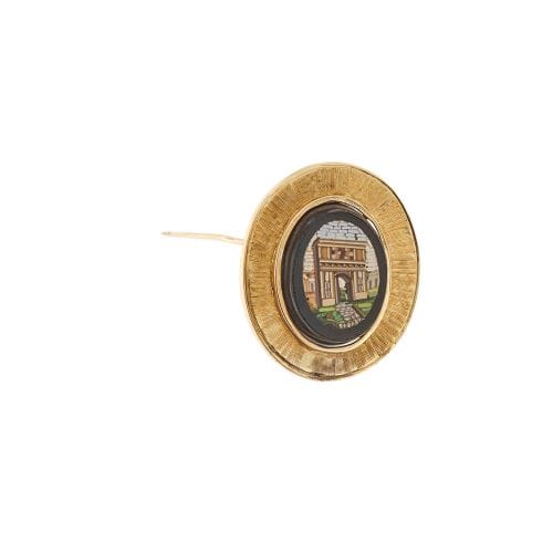 Broche Broche en or jaune 18 ct avec micromosaïque sur onyx 58 Facettes 37262