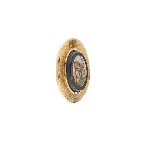 Broche Broche en or jaune 18 ct avec micromosaïque sur onyx 58 Facettes 37262