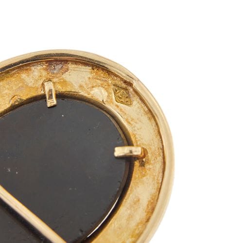 Broche Broche en or jaune 18 ct avec micromosaïque sur onyx 58 Facettes 37262