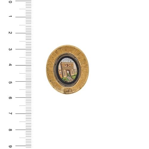 Broche Broche en or jaune 18 ct avec micromosaïque sur onyx 58 Facettes 37262