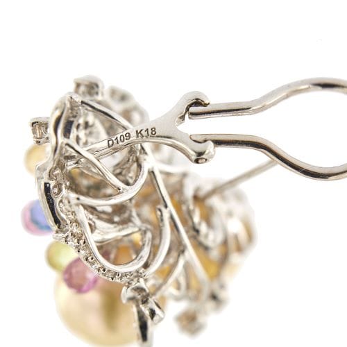 Boucles d'oreilles Boucles d’oreilles - Puces en or blanc 18 ct avec perles et diamants 58 Facettes 30438