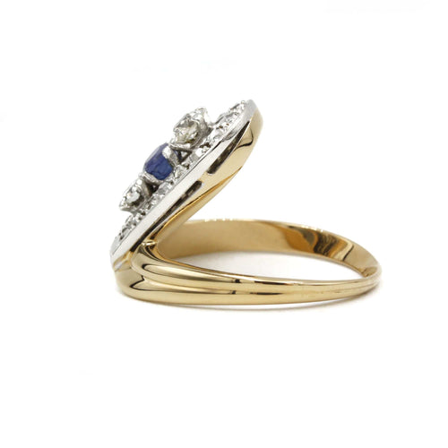 Bague 59 Bague Duchesse en or jaune, platine, saphir et diamants 58 Facettes 240325R