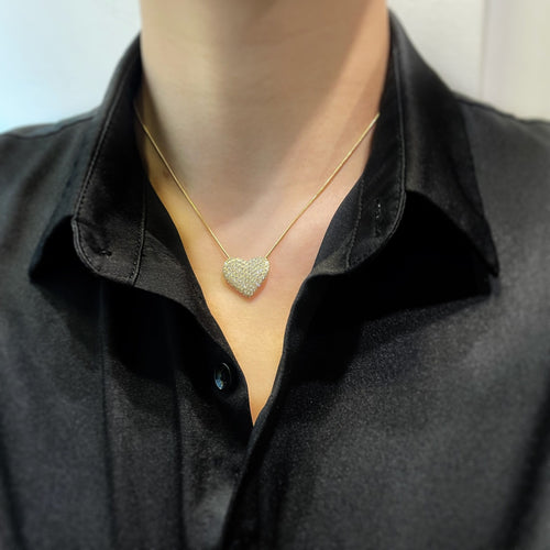 Collier Collier pendentif cœur en or jaune et diamants 58 Facettes 240019SP