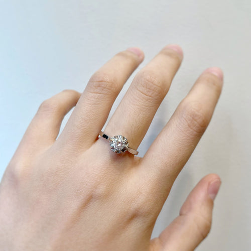 Bague 55 Solitaire - Bague en or blanc, platine et diamant 58 Facettes 220034SP