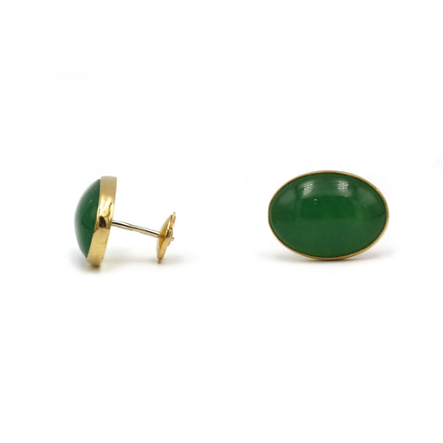 Boucles d'oreilles Boucles d'oreilles en or jaune et aventurines vertes 58 Facettes 210050SP