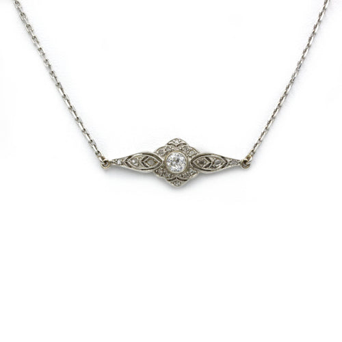 Collier Art déco - Collier pendentif en or blanc et diamants 58 Facettes 240178R
