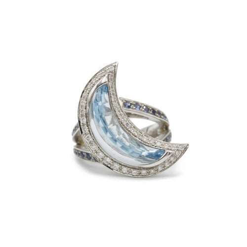 Bague 49 Mauboussin - Bague Subtil Songe en or blanc, topaze, saphirs et diamants 58 Facettes 240199R
