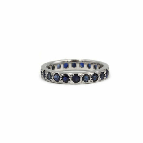 Bague 51 Alliance en or blanc 750 et saphirs 58 Facettes 240154R