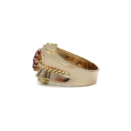 Bague 54 Bague Tank en or jaune et rubis synthétiques 58 Facettes 240171R
