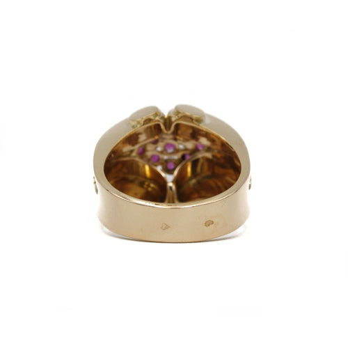 Bague 54 Bague Tank en or jaune et rubis synthétiques 58 Facettes 240171R