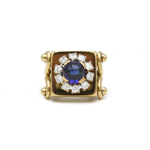 Bague 49 Bague en or jaune, saphir synthétique et diamants 58 Facettes 240150R