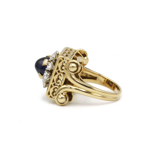 Bague 49 Bague en or jaune, saphir synthétique et diamants 58 Facettes 240150R