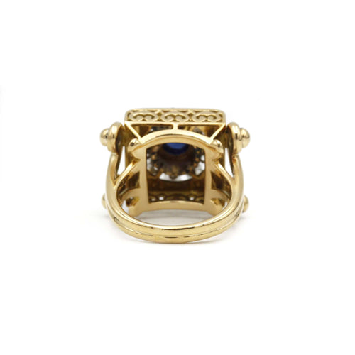 Bague 49 Bague en or jaune, saphir synthétique et diamants 58 Facettes 240150R
