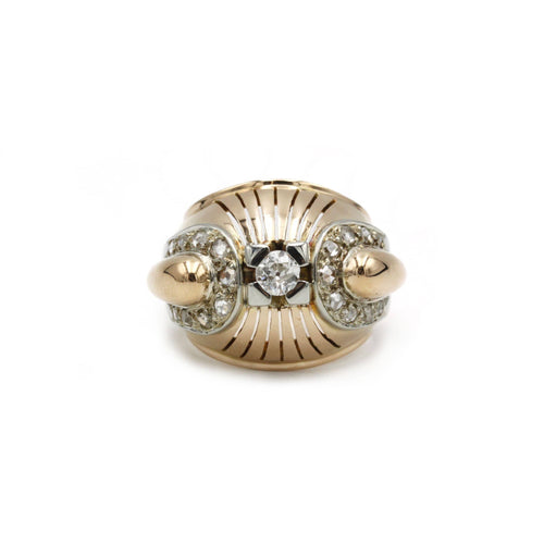 Bague 55 Bague en or jaune et blanc avec diamants 58 Facettes 240106R