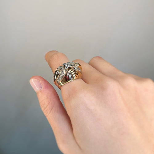 Bague 55 Bague en or jaune et blanc avec diamants 58 Facettes 240106R