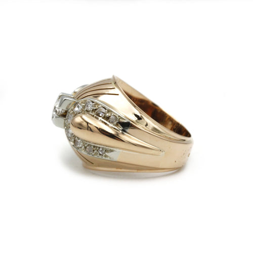 Bague 55 Bague en or jaune et blanc avec diamants 58 Facettes 240106R