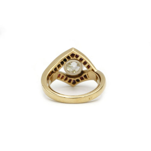 Bague 54 Bague en or jaune 750, diamant et rubis 58 Facettes 240105R