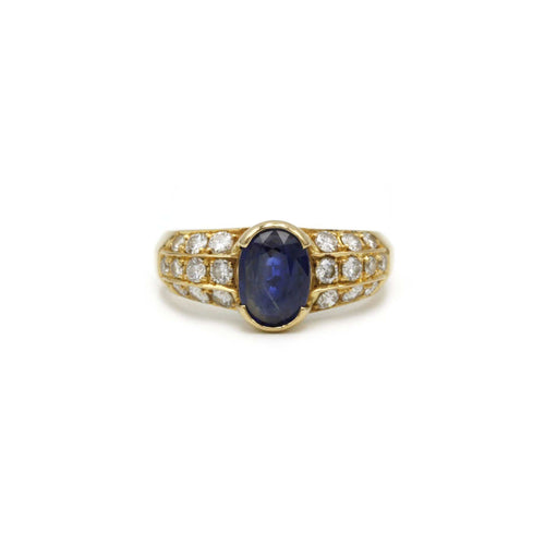 Bague 53 Bague jonc en or jaune, saphir et diamants 58 Facettes 240060R