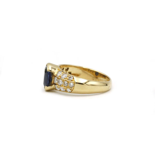 Bague 53 Bague jonc en or jaune, saphir et diamants 58 Facettes 240060R