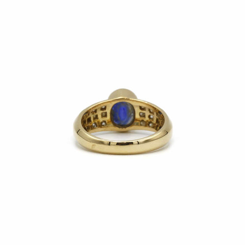 Bague 53 Bague jonc en or jaune, saphir et diamants 58 Facettes 240060R