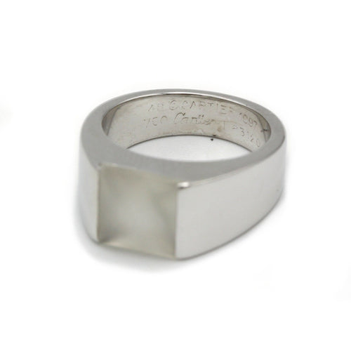 Bague 48 Cartier Tank - Bague en or blanc et pierre de lune 58 Facettes 240064R