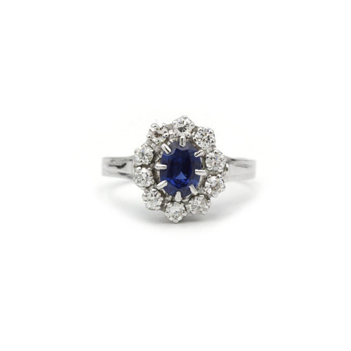 Bague 53 Bague saphir et diamants en or blanc et platine 58 Facettes 240034R