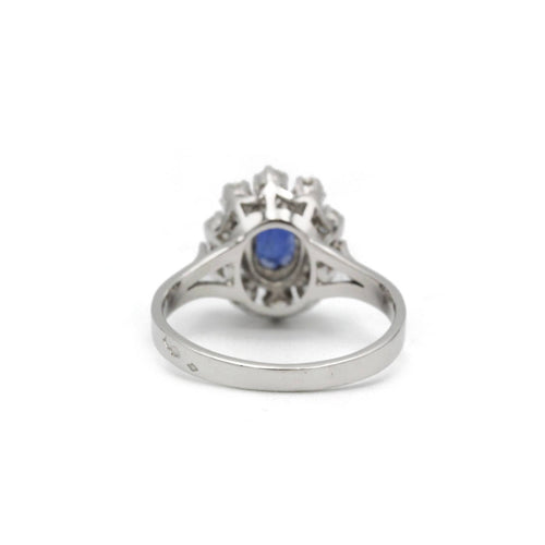 Bague 53 Bague saphir et diamants en or blanc et platine 58 Facettes 240034R