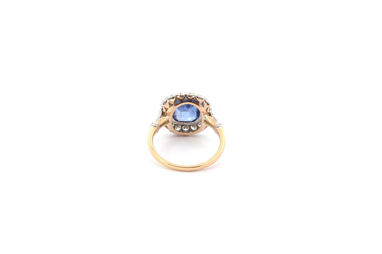 Bague 54 Bague de fiançailles - Saphir de Ceylan 3,15 ct en or jaune 18k et platine 58 Facettes 26064-26445