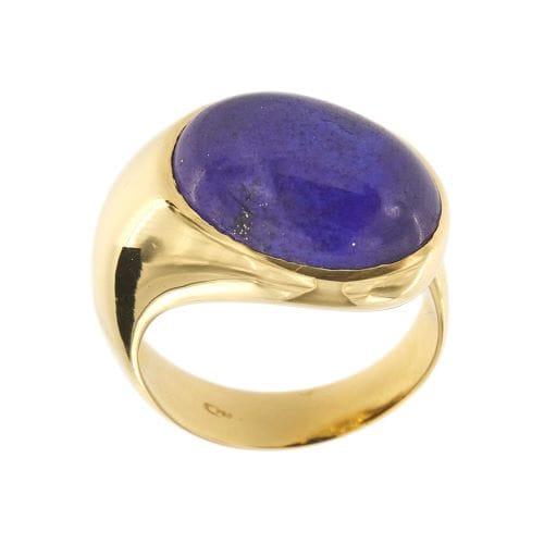 Bague 55 Bague jonc en or jaune 18 ct avec lapis-lazuli cabochon 58 Facettes 32435
