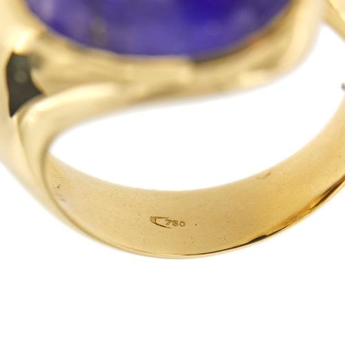 Bague 55 Bague jonc en or jaune 18 ct avec lapis-lazuli cabochon 58 Facettes 32435