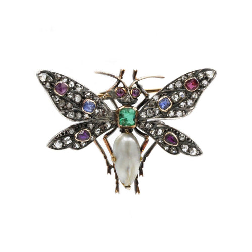 Broche Broche Libellule en or, argent et pierres précieuses 58 Facettes 220097R