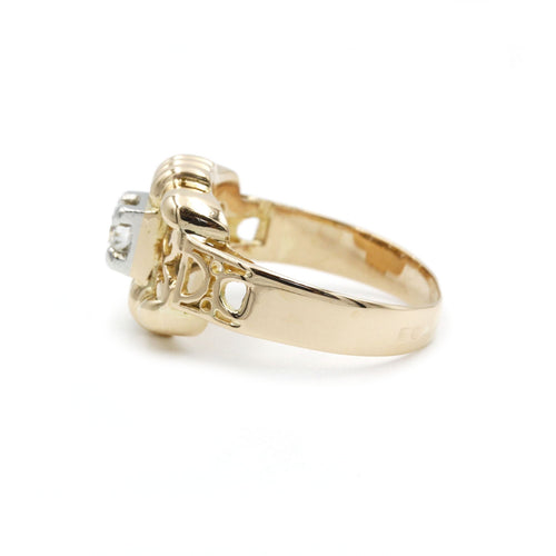 Bague 55 Bague Art déco en or jaune, platine et diamant 58 Facettes 220015R