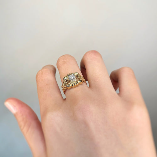 Bague 55 Bague Art déco en or jaune, platine et diamant 58 Facettes 220015R