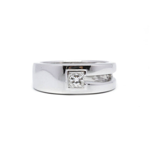 Bague 57 Bague en or blanc et diamant princesse 58 Facettes 220465R