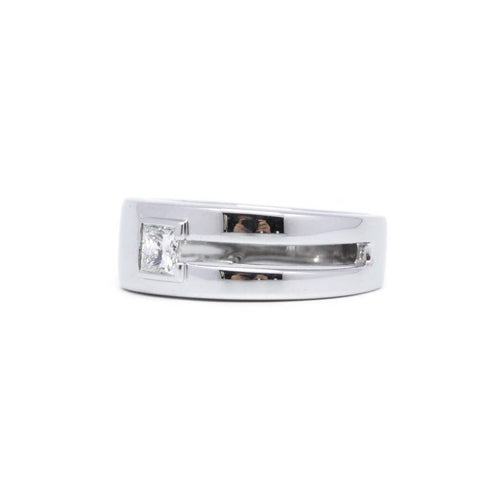 Bague 57 Bague en or blanc et diamant princesse 58 Facettes 220465R