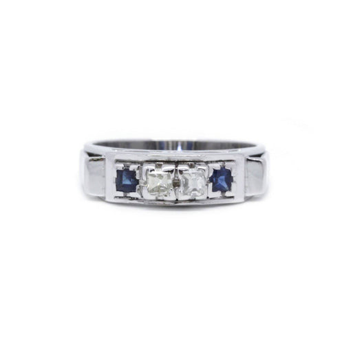 Bague 54 Bague en or blanc, saphirs et diamants 58 Facettes 220009R