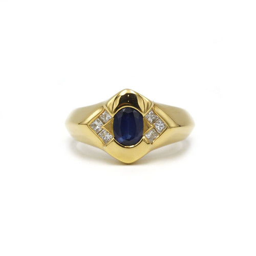 Bague 54 Bague en or jaune, saphir et diamants 58 Facettes 210076R
