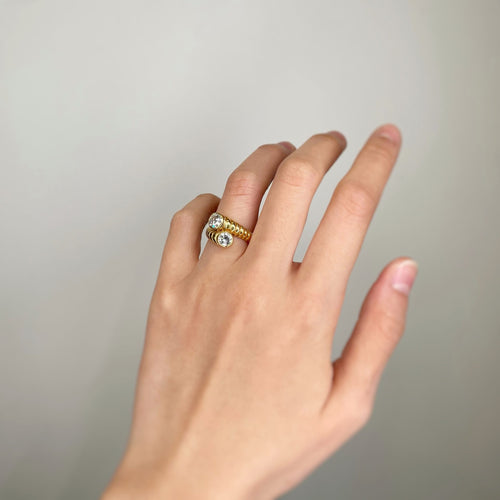 Bague 48 Bague diamants en or jaune 58 Facettes 210191R
