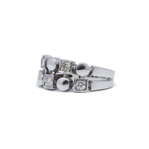 Bague 57 Bague en or blanc et diamants 58 Facettes 210181R