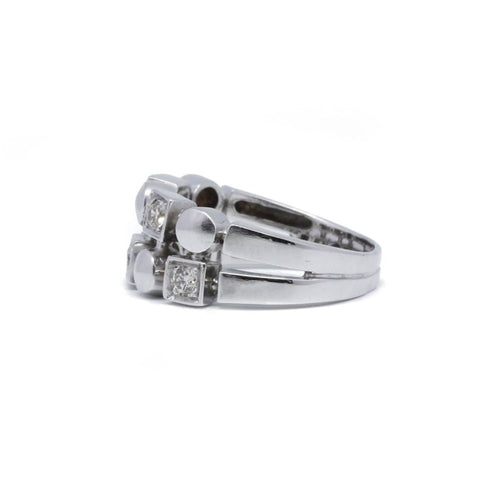 Bague 57 Bague en or blanc et diamants 58 Facettes 210181R