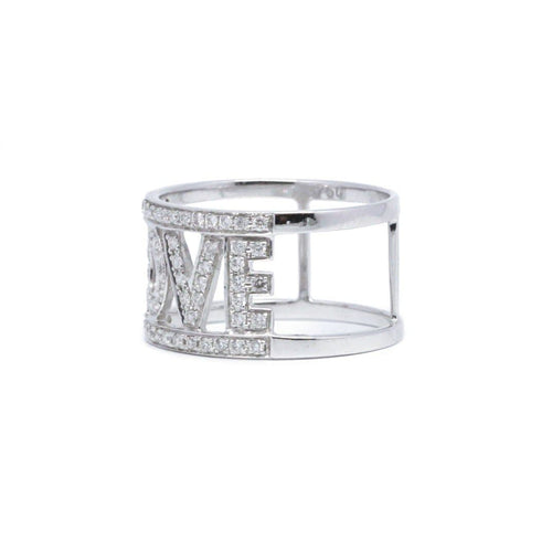 Bague 52 Bague pavée en or blanc et diamants 58 Facettes 210140R