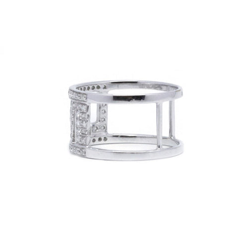 Bague 52 Bague pavée en or blanc et diamants 58 Facettes 210140R
