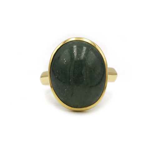 Bague 53 Bague en or jaune et aventurine verte 58 Facettes 210111R